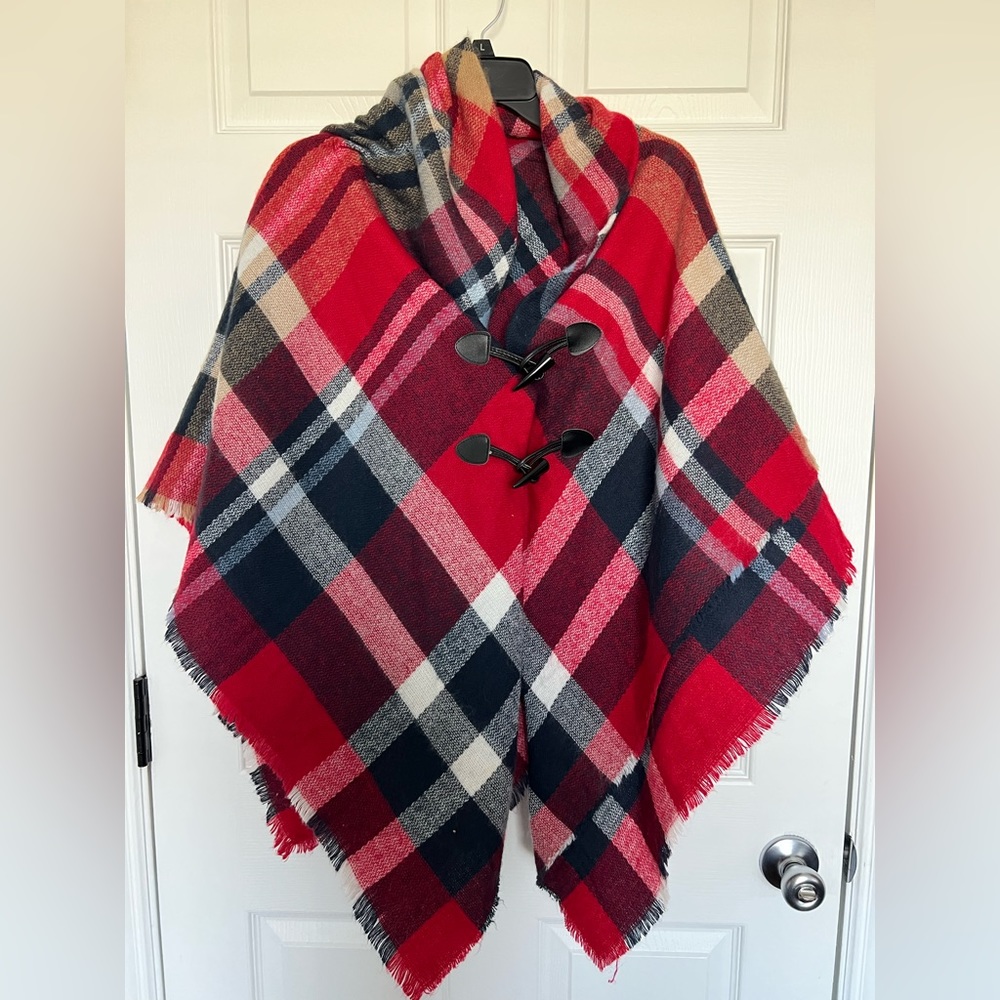 Like new Collection Eighteen plaid pinch/shaw with buttons in front.  Super cozy